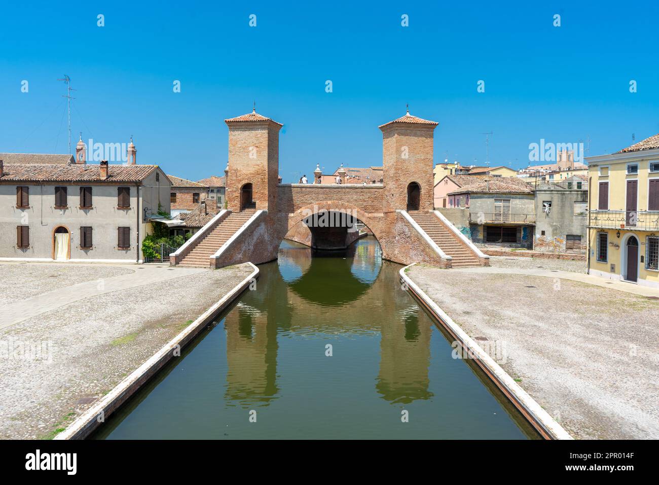 Fahrradtour am rechten Ufer des Flusses Po: Comacchio Stockfoto