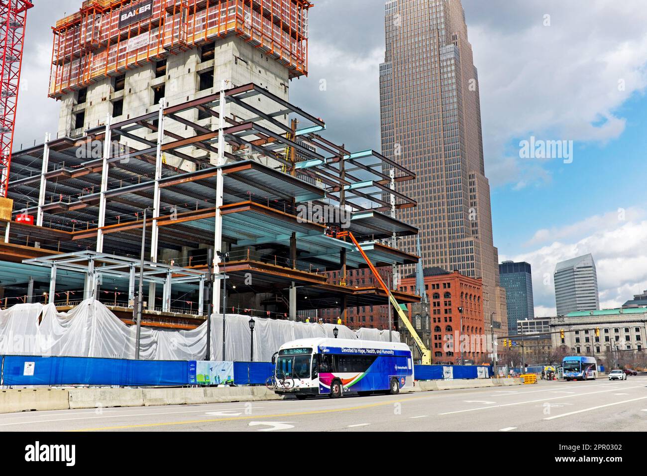 Bau des neuen Sherwin Williams Hauptquartiers in der Innenstadt von Cleveland, Ohio, USA, am 23. Februar 2023. Stockfoto