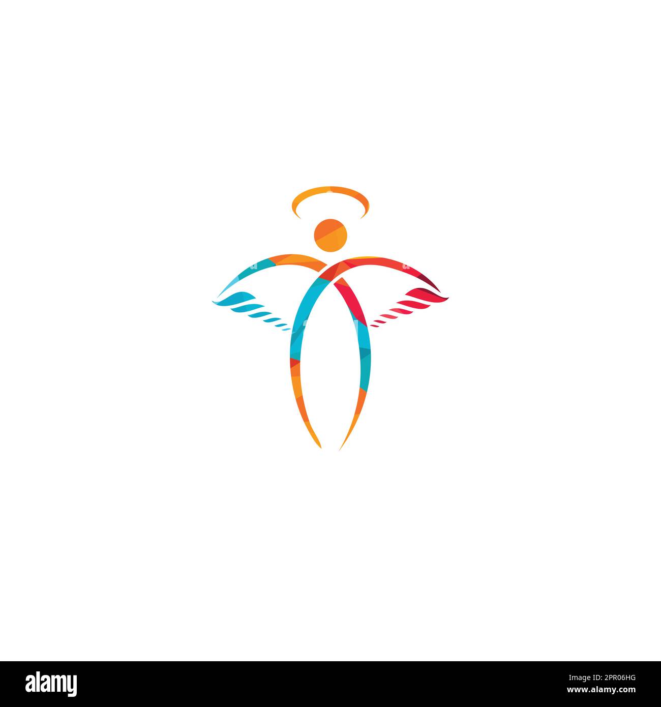 Abstraktes Angel Vector Logo-Design. Repräsentiert das Konzept von Religion, Freundlichkeit und Nächstenliebe. Stock Vektor