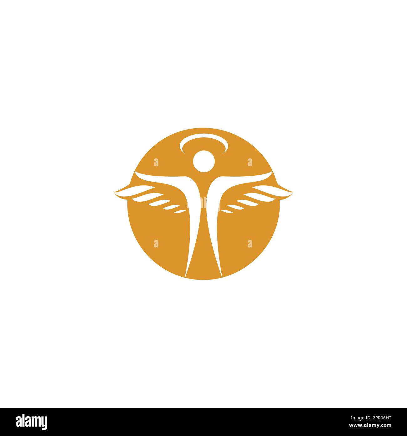 Abstraktes Angel Vector Logo-Design. Repräsentiert das Konzept von Religion, Freundlichkeit und Nächstenliebe. Stock Vektor