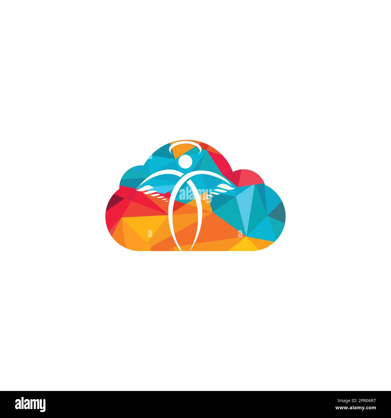 Abstraktes Angel Vector Logo-Design. Repräsentiert das Konzept von Religion, Freundlichkeit und Nächstenliebe. Stock Vektor