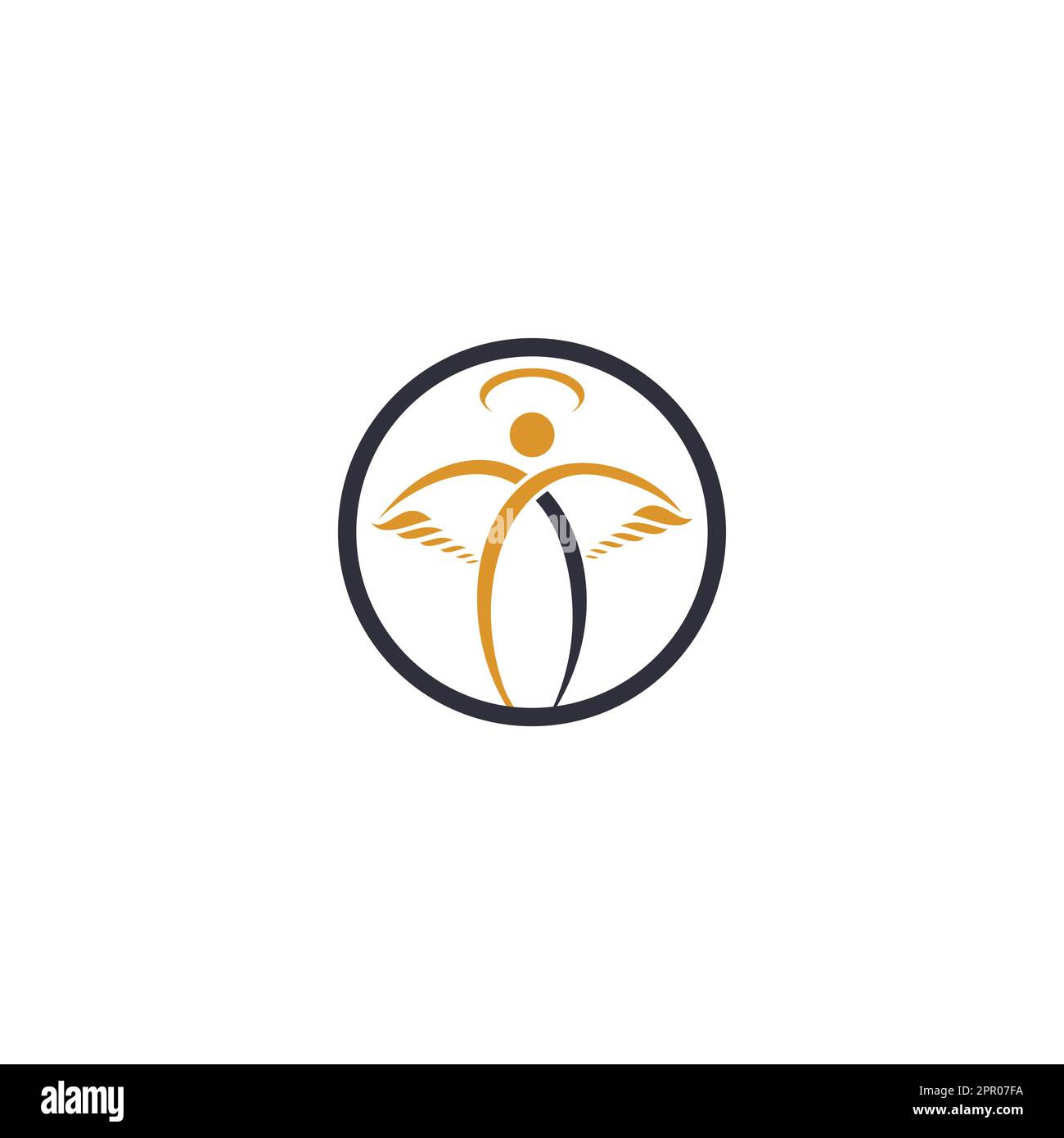 Abstraktes Angel Vector Logo-Design. Repräsentiert das Konzept von Religion, Freundlichkeit und Nächstenliebe. Stock Vektor