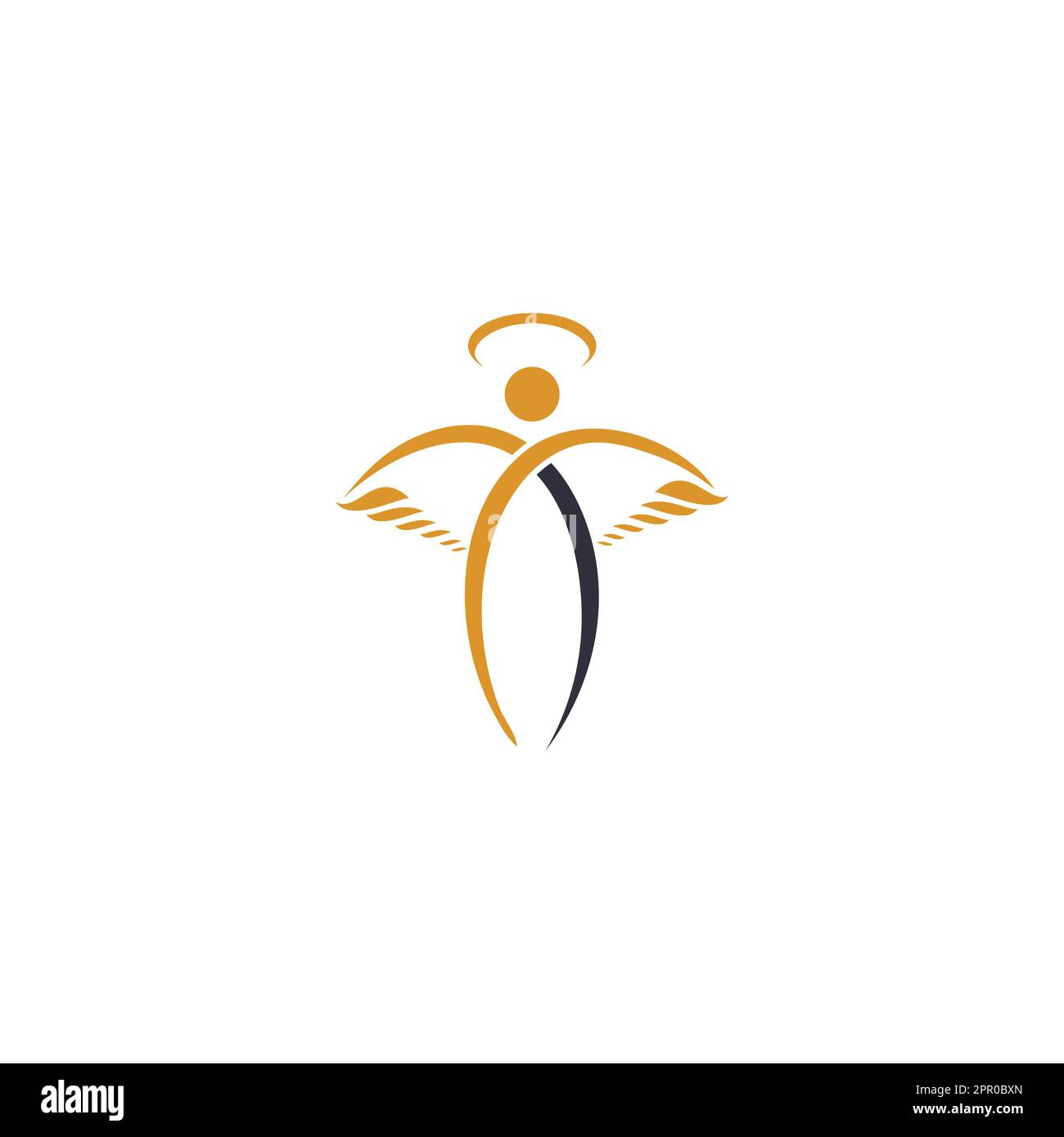 Abstraktes Angel Vector Logo-Design. Repräsentiert das Konzept von Religion, Freundlichkeit und Nächstenliebe. Stock Vektor