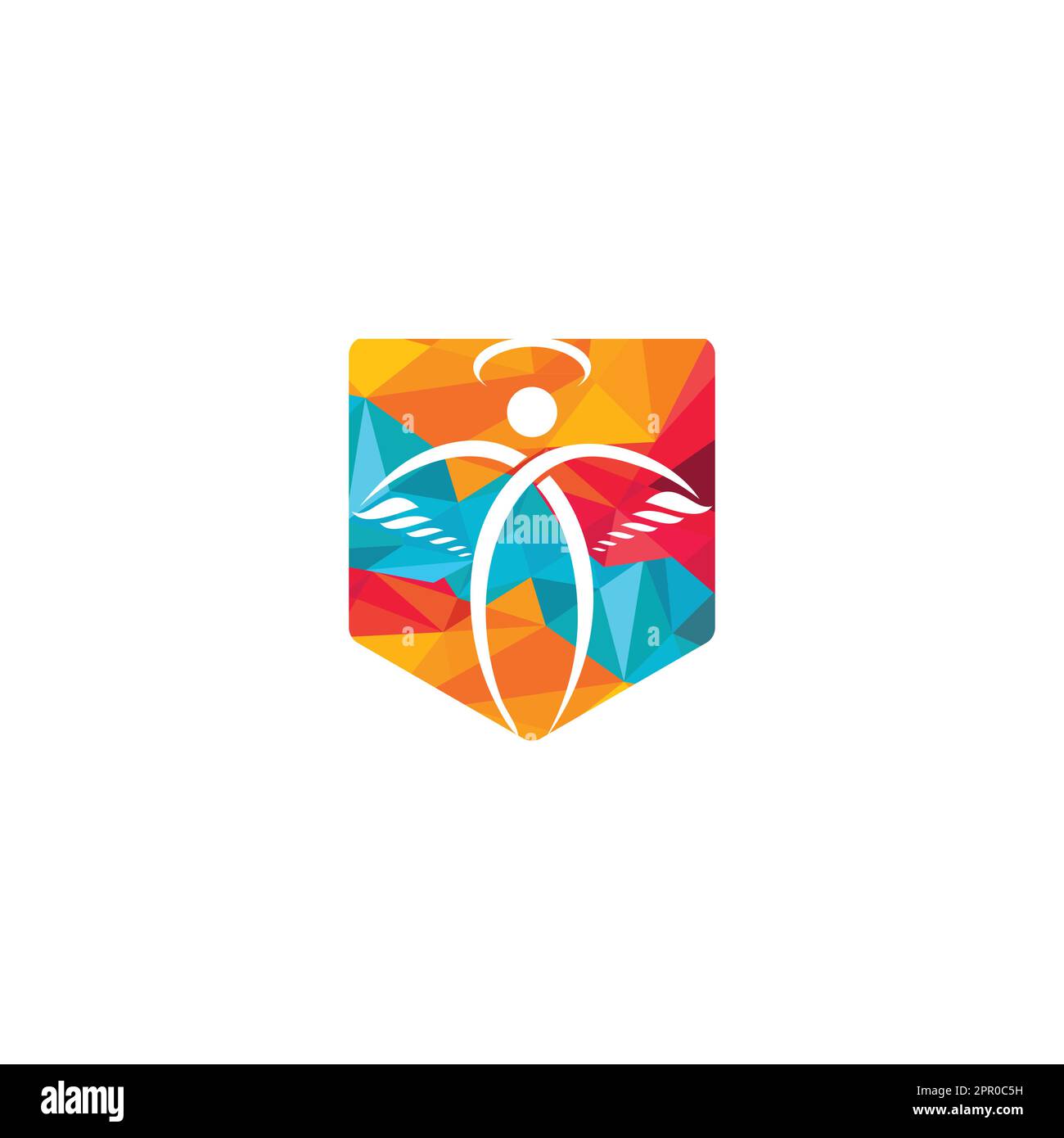Abstraktes Angel Vector Logo-Design. Repräsentiert das Konzept von Religion, Freundlichkeit und Nächstenliebe. Stock Vektor