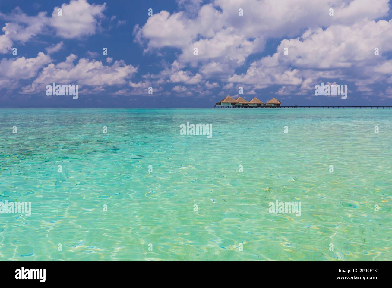 Villen auf einer der Inseln der Malediven Stockfoto