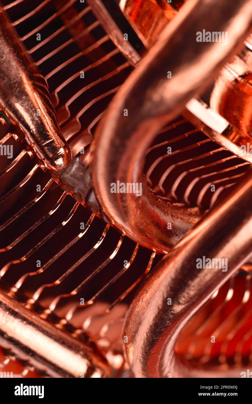 CPU-Kühler mit Heatpipes, Nahaufnahme Stockfoto