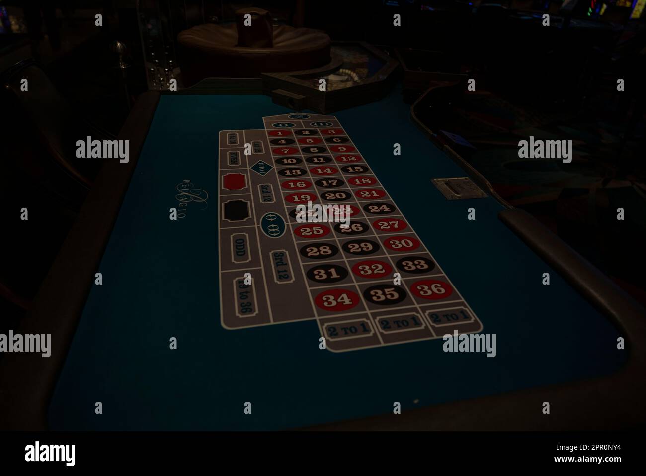Nahaufnahme des Roulettetisch im Bellagio Casino Hotel. In Las Vegas. USA. Stockfoto