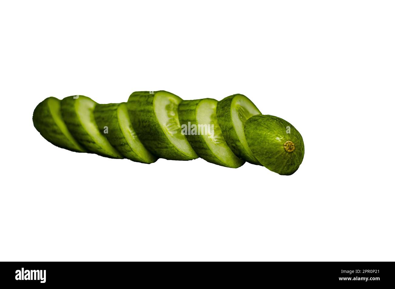 Gurkenscheiben im Side View, frisches Bio-Gemüse Stockfoto