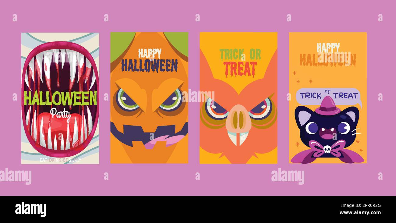 vorlage für die sammlung von halloween-Karten Stock Vektor