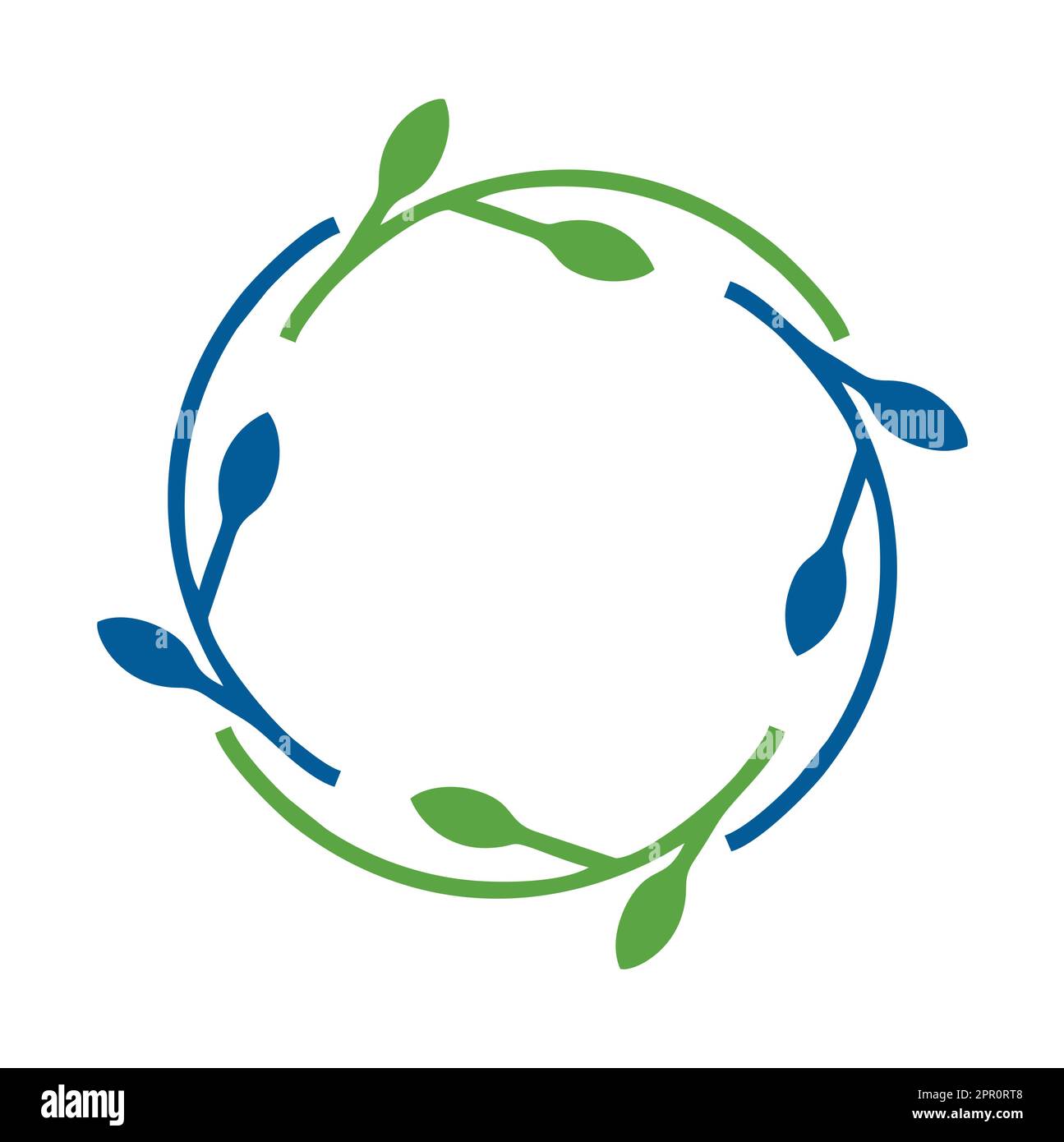 Einfacher Rundkranz mit Konturästen. Rand von grünen Blättern. Dekoratives Designelement. Zeige den Rahmen für die Logo-Einladung Stock Vektor