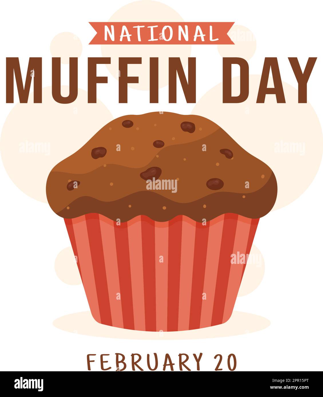 National Muffin Day am 20.. Februar mit Schokoladenchip Food Classic Muffins Delicious in Flat Cartoon handgezeichnete Vorlage Illustration Stock Vektor