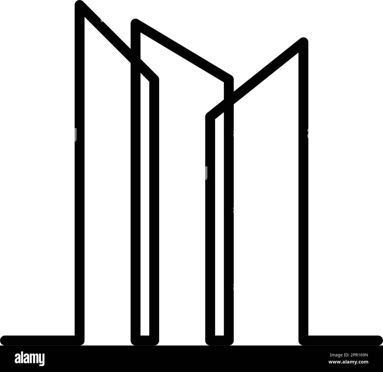 Gebäude Ikonenvektor Umriss Moderne Kunst Minimale geometrische Linien Logo Designelement für Stadt, Bau, Wohnraum, Wohnung, Geschäft, Immobilien, Hypotheken, Immobilienunternehmen Stock Vektor