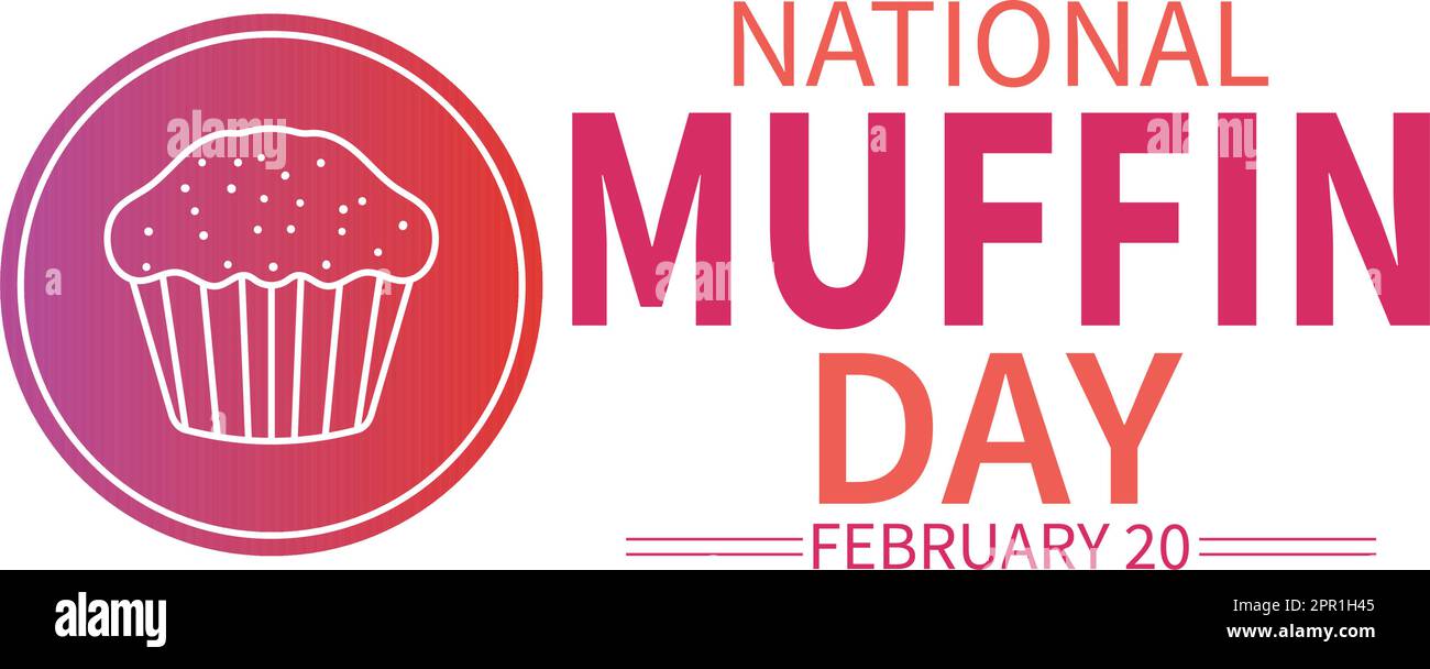 National Muffin Day am 20.. Februar mit Schokoladenchip Food Classic Muffins Delicious in Flat Cartoon handgezeichnete Vorlage Illustration Stock Vektor