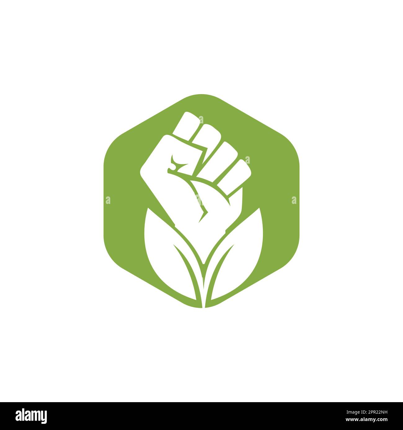 Vektor-Logo „Power of Nature“-Design. Hand- und ECO-Symbol oder -Symbol. Einzigartige Vorlage für Protest und organisches Logo. Stock Vektor