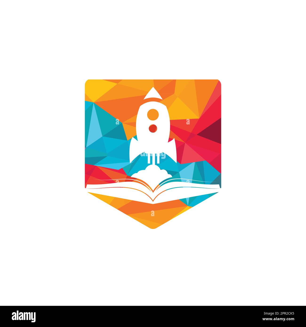 Raketenbuch-Vektor-Logo-Design. Fast eBook Logo-Vorlage Designvektor. Stock Vektor