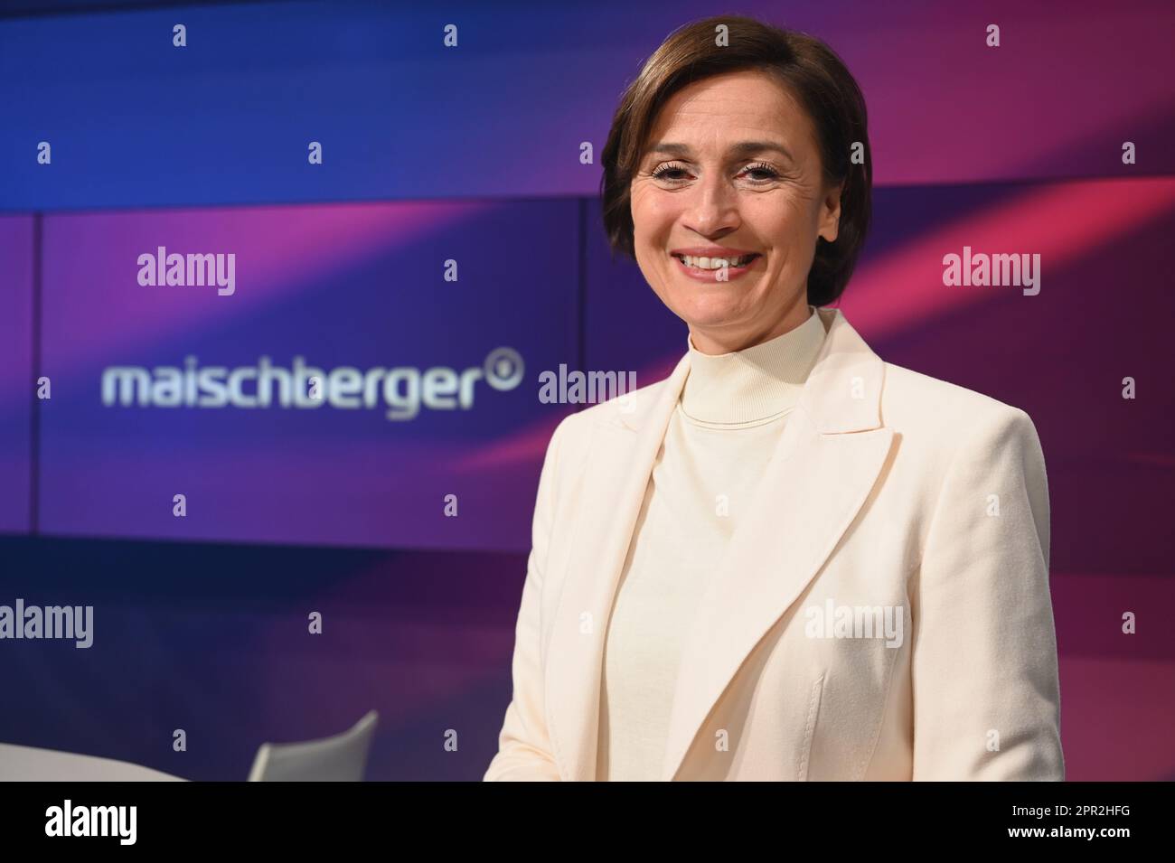 Köln, Deutschland. 25. April 2023. Moderatorin Sandra Maischberger ...
