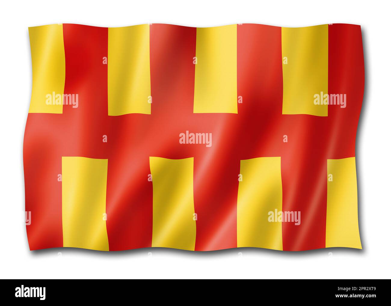 Northumberland County Flagge, Großbritannien winkende Bannersammlung. 3D-Darstellung Stockfoto