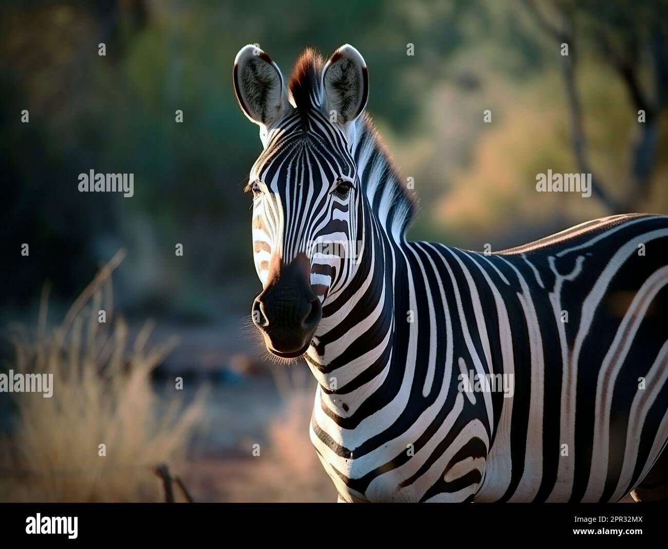 Nahaufnahme eines freitragenden Zebras Stockfoto