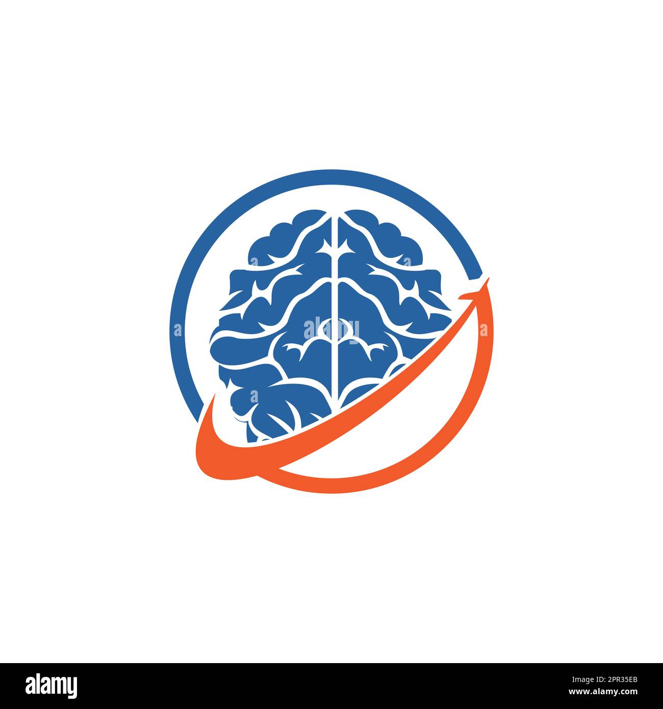 Intelligentes Reisevektor-Logo. Brain Travel Logo-Design. Stock Vektor