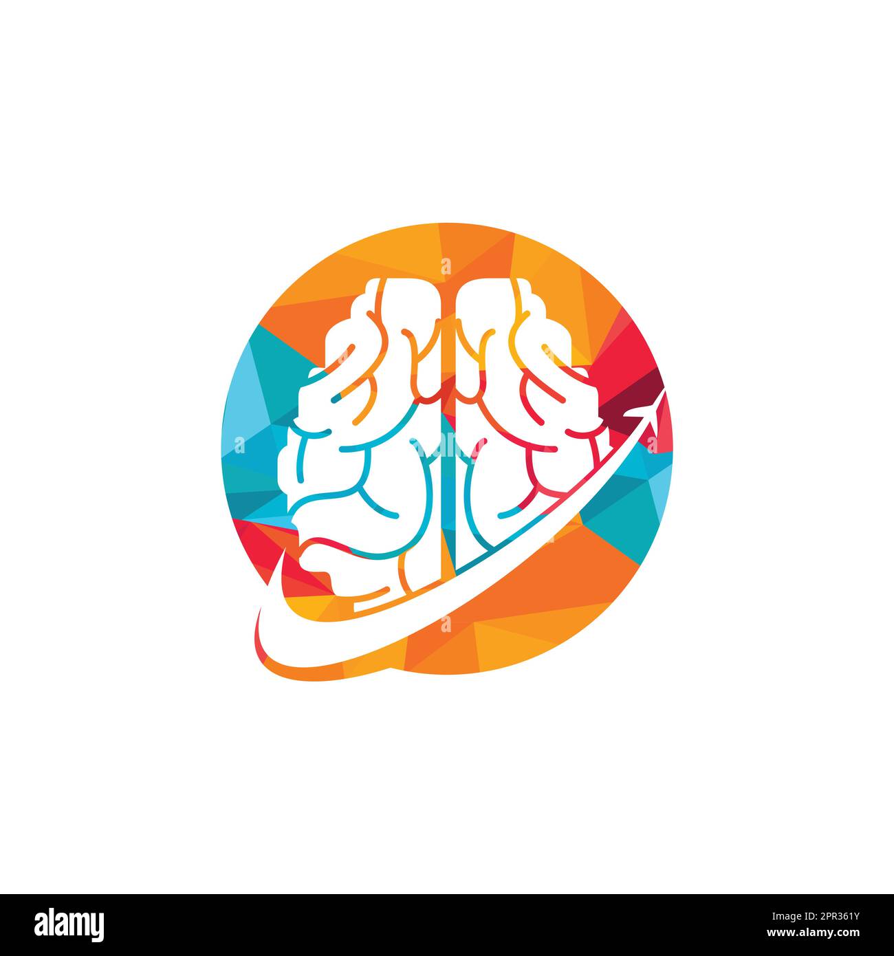 Intelligentes Reisevektor-Logo. Brain Travel Logo-Design. Stock Vektor