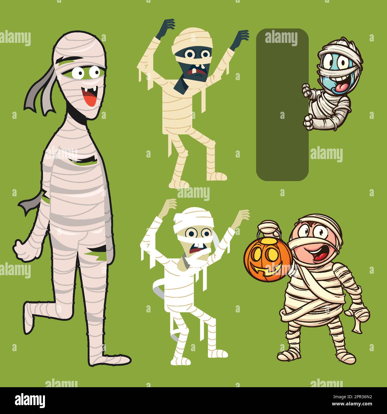 Sammlung von Mummy-Ghost-Cartoon Stock Vektor