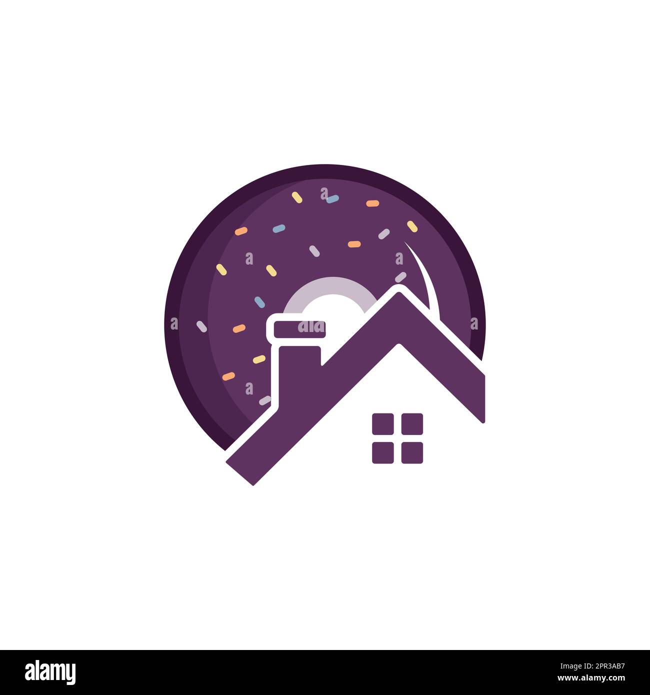 Heim-Donut-Vektor-Logo-Design. Design-Konzept für Bäckerei-Logo. Stock Vektor