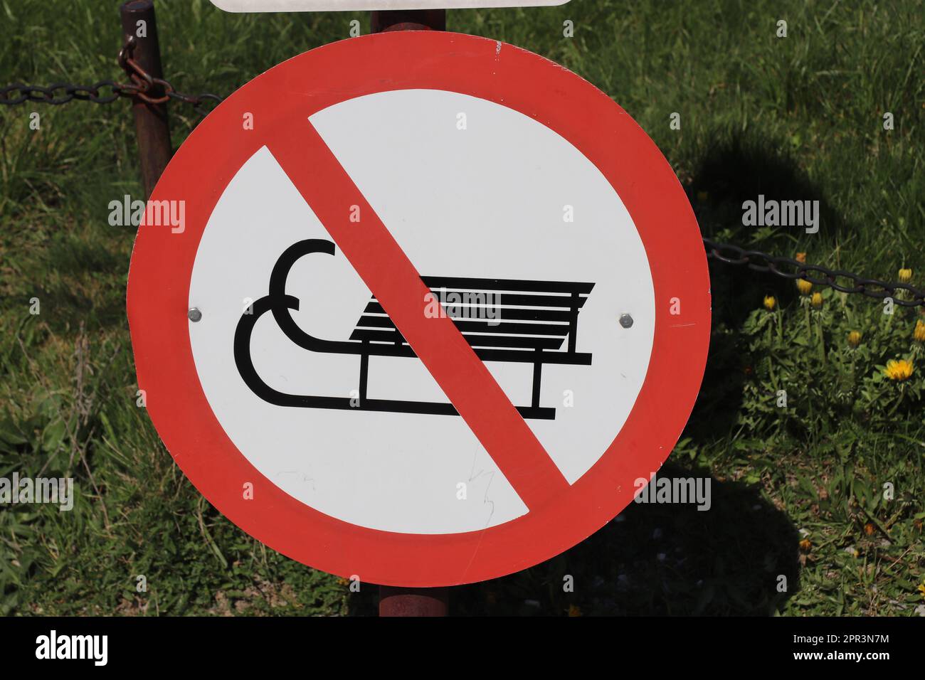 Kein Schlittenschild Stockfoto