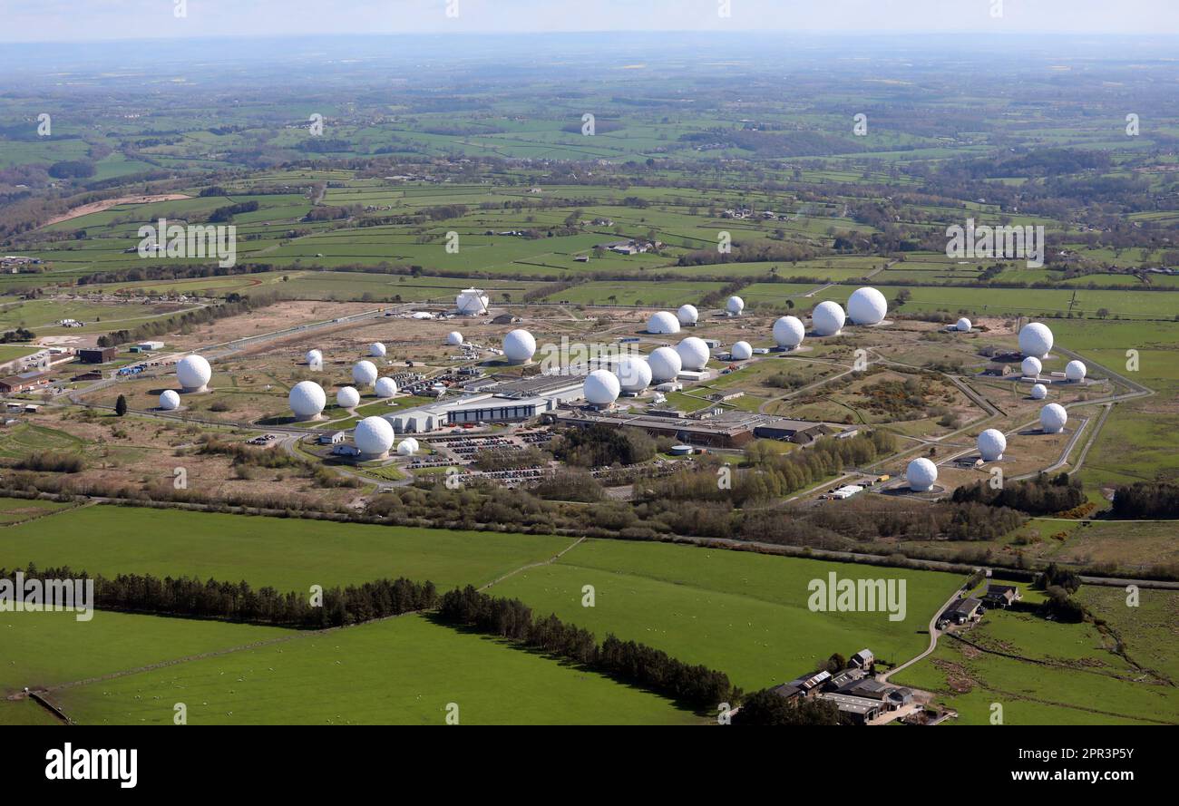 Luftaufnahme der Menwith Hill Listening Station in der Nähe von Harrogate, North Yorkshire Stockfoto