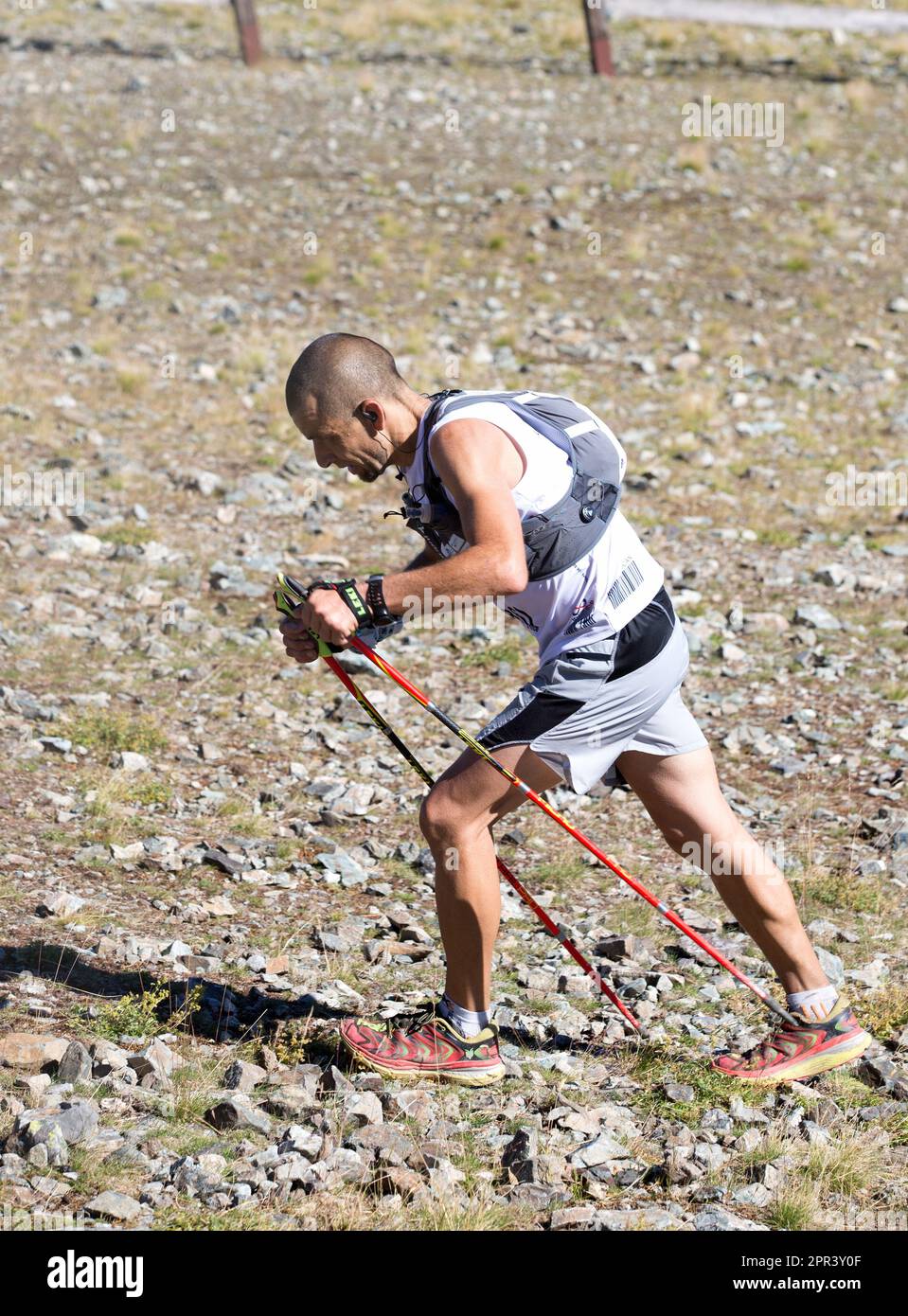 Ultra Tour 4 des Massifs. Trail-Running-Marathon UT4M. Rasen Sie durch die Berge um Grenoble, Frankreich. Vvbvanbree Fotografie Stockfoto