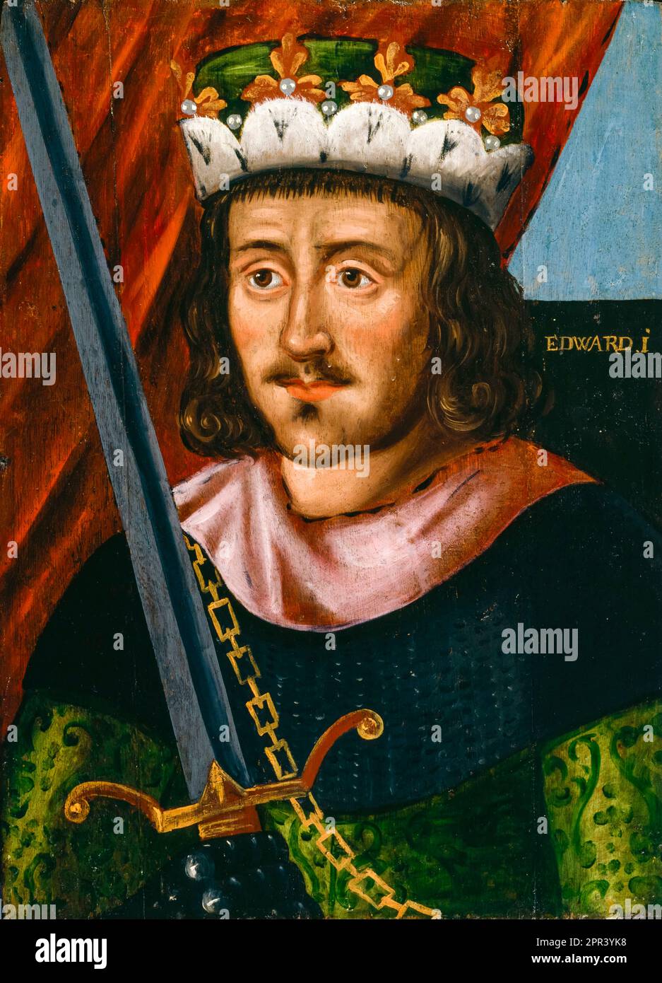 Edward I. von England (1239-1307), König von England (1272-1307), Porträtmalerei in Öl auf Schalttafel, vor 1626 Stockfoto