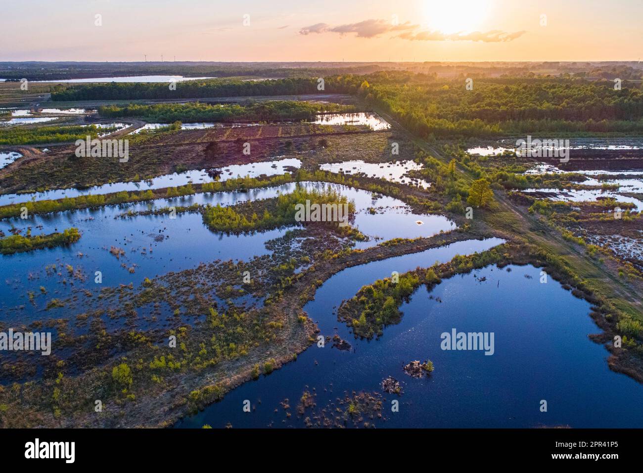 Goldenstedt Moor, Aerial View, 04.05.2018, Deutschland, Niedersachsen, Goldenstedt Stockfoto