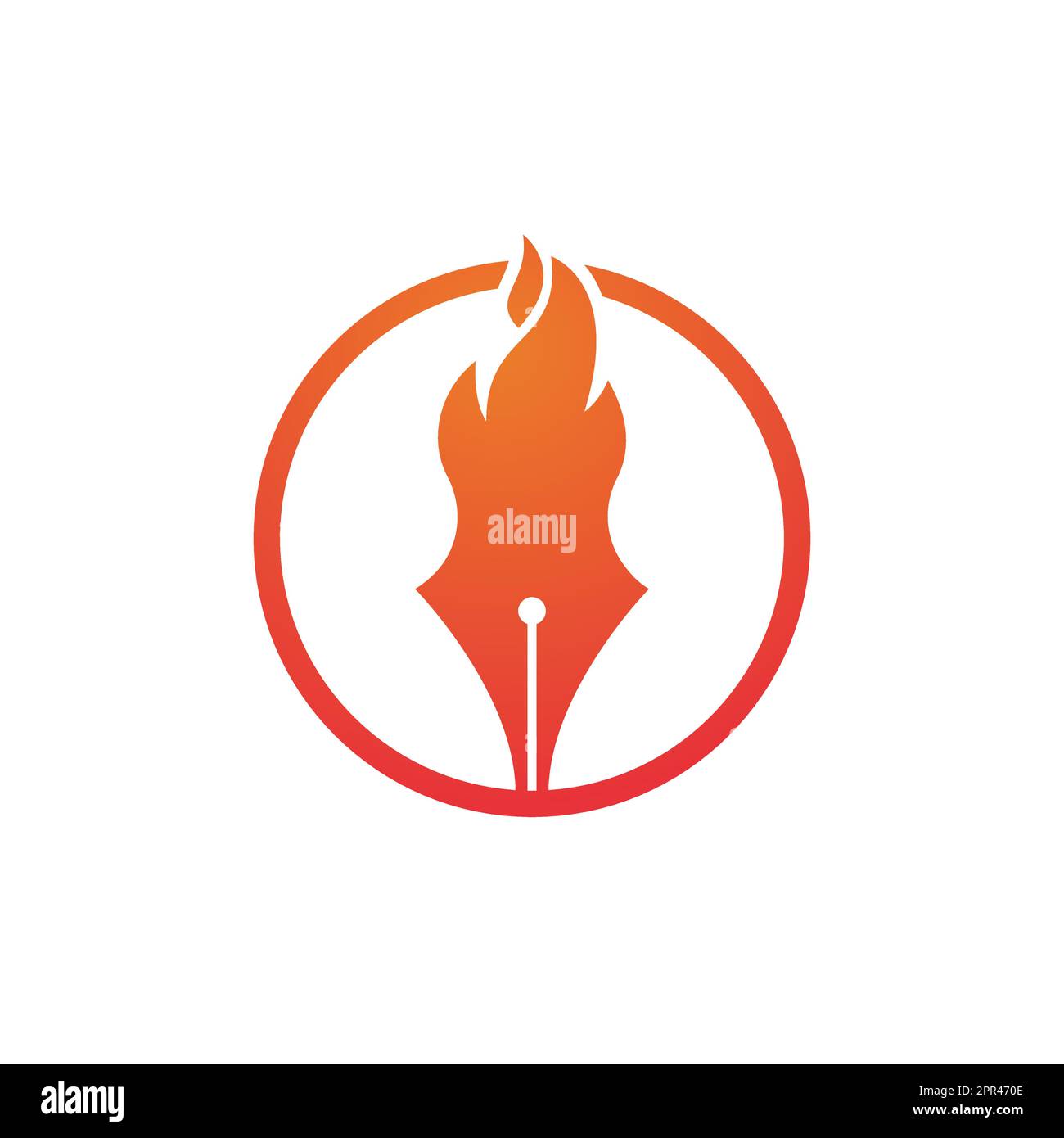 Design-Konzept des Fire Pen Vector Logos. Logo-Symbol für Hot-Writer-Vektor. Stock Vektor