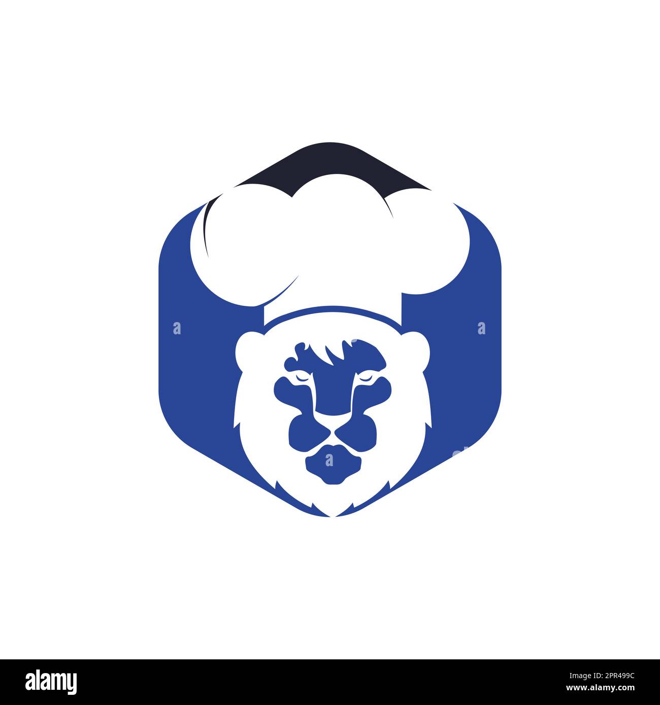 Design-Vorlage für das Vektorlogo des Chefkochs Löwe. Logo des Restaurants. Stock Vektor