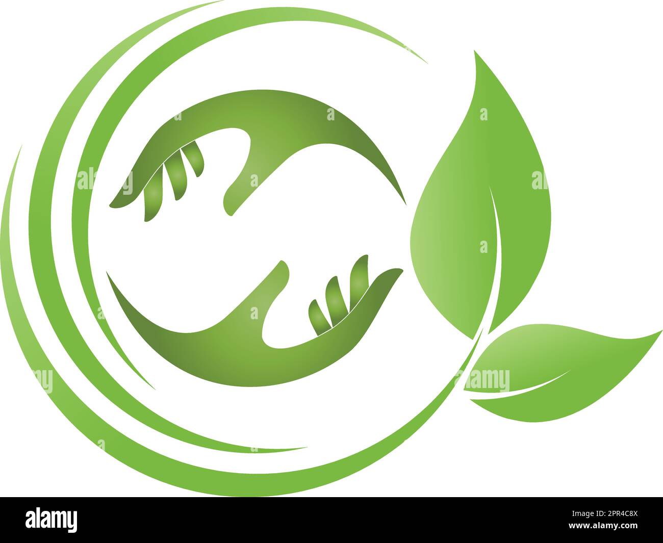 Hände, Blätter, Wellness, Naturheilkunde, Gärtner, Logo Stock Vektor