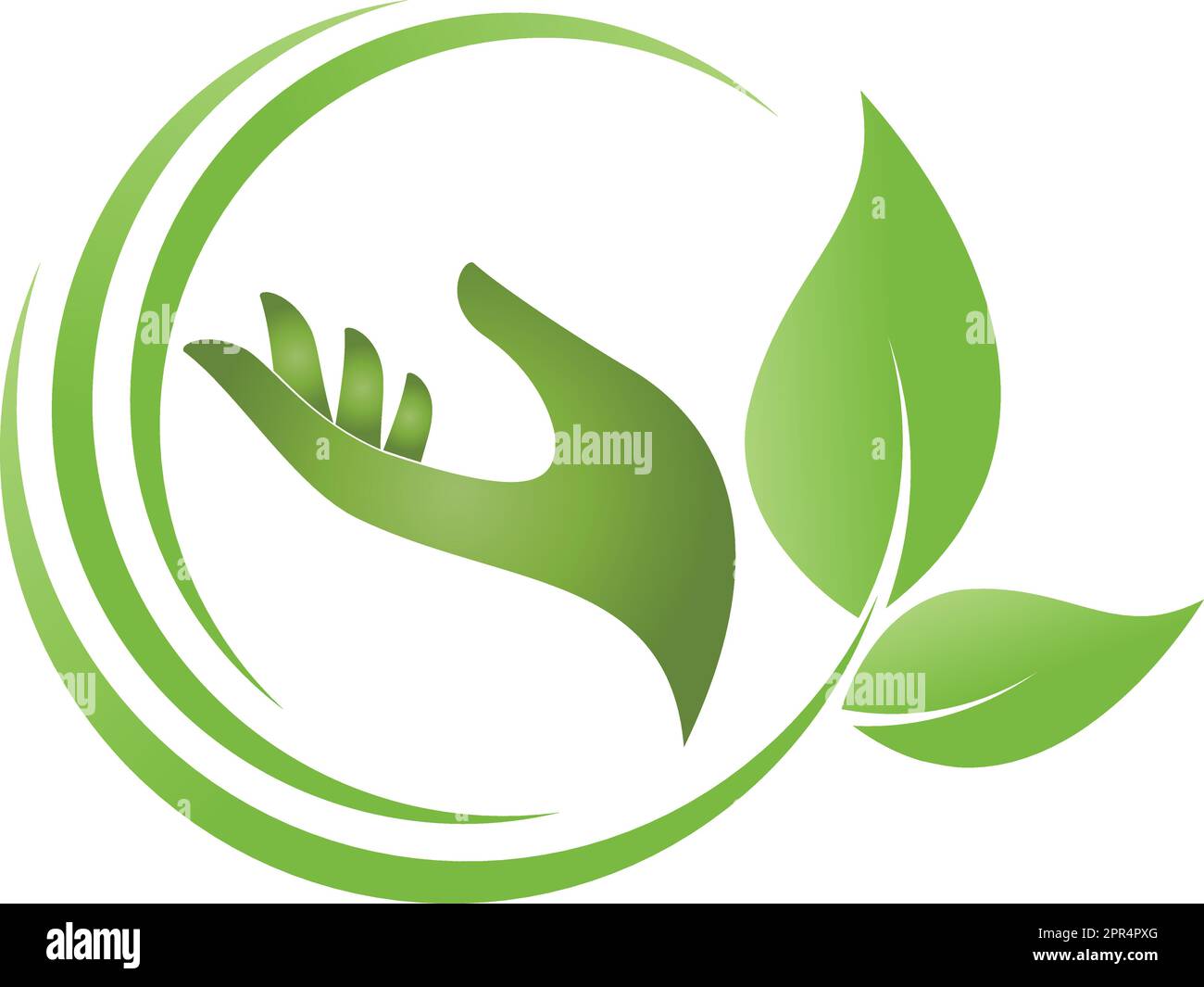 Hände, Blätter, Wellness, Naturheilkunde, Gärtner, Logo Stock Vektor