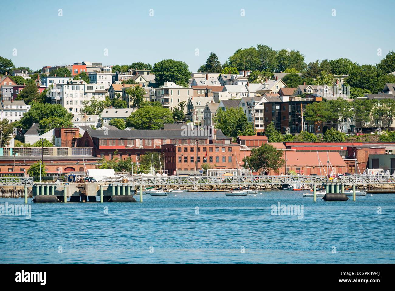 Blick auf Portland Harbor und die Casco Bay in Maine Stockfoto