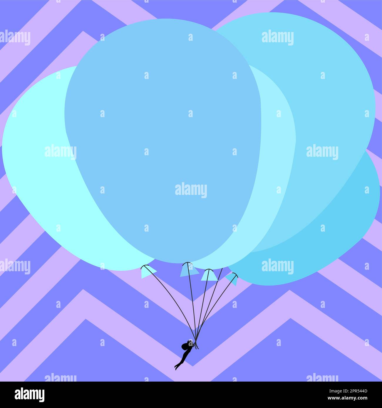 Mann Hält Ballons Zeichnung Fliegen Herum. Bunte Ballons Mit Gestreiftem Hintergrund. Stock Vektor