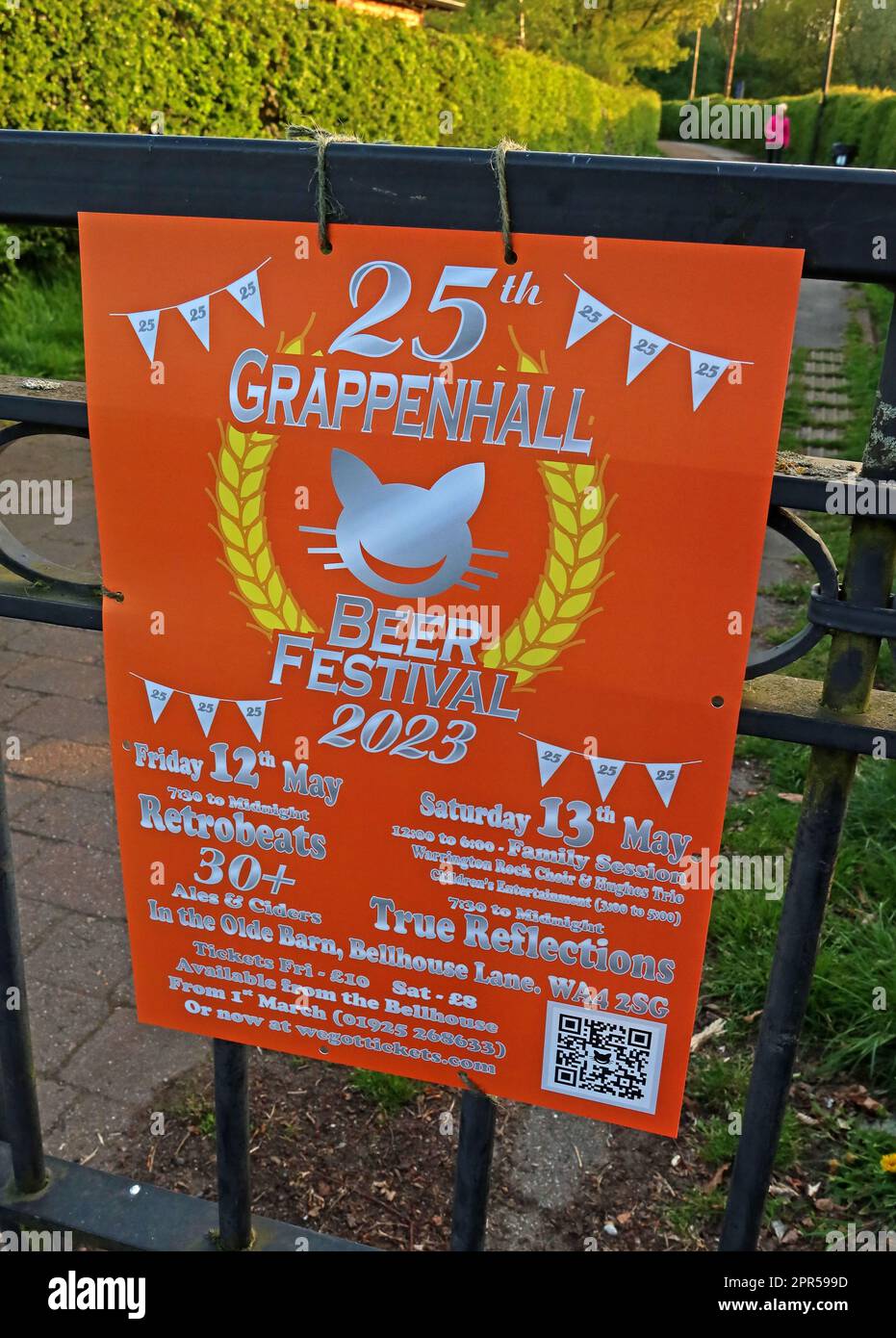 Poster für Grappenhall 25. Beer Festival 2023, 12/05/2023, Grappenhall Youth & Community Centre, Bellhouse LN, Grappenhall, Warrington WA4 2Sg Stockfoto
