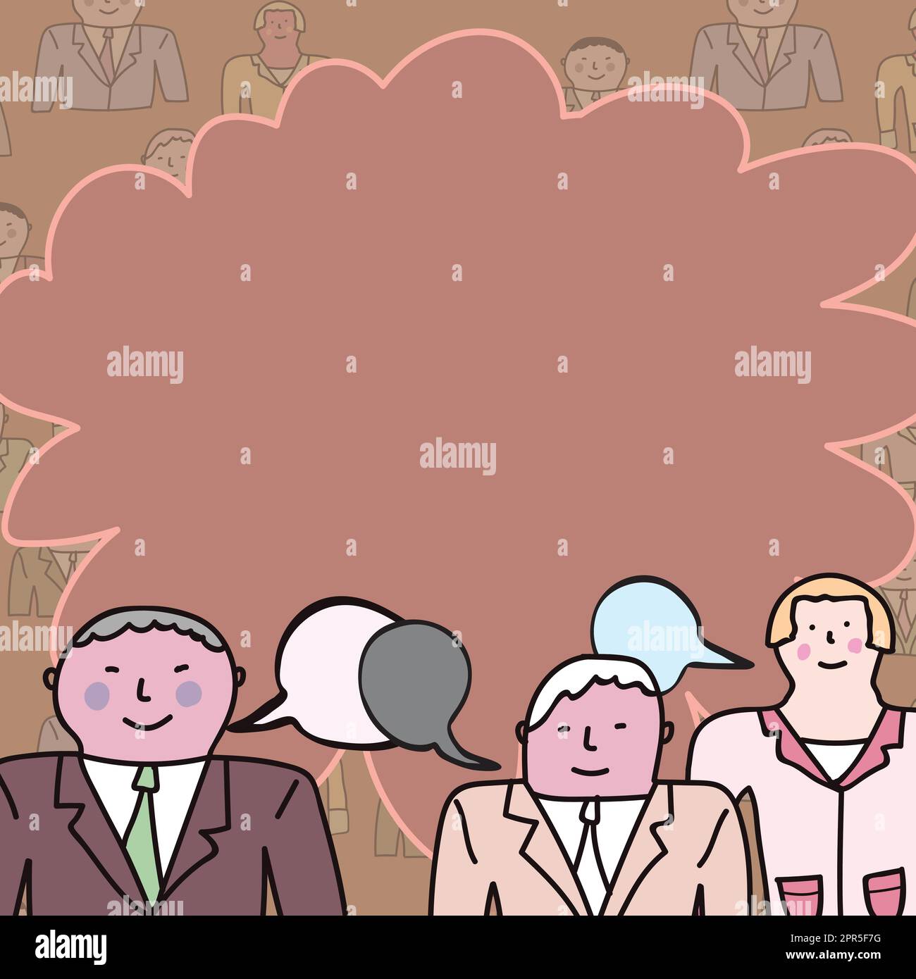 Geschäftsleute Kommunizieren Und Brainstorming Zu Meetings Durchführen. Drei Kollegen Diskutieren Über Wichtige Neuigkeiten. Führungskraft, Die Ihren Kollegen Neue, Brillante Ideen Vermittelt. Stock Vektor