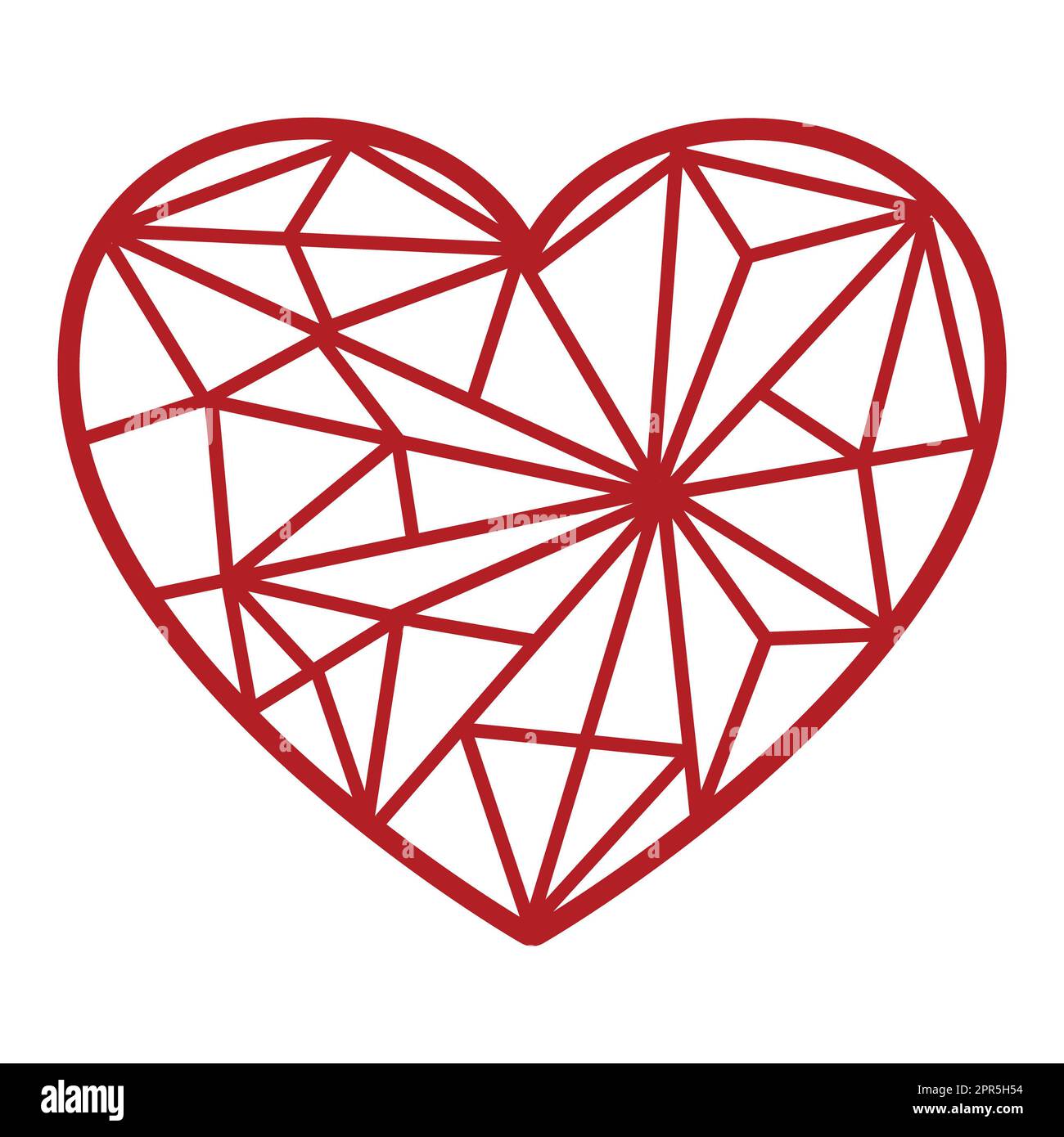 Herzmosaik-Design. Das rote Herz mit Mosaikmuster macht dieses Design bezaubernd. Verwenden Sie es in Ihren Designprojekten, um Seiten, Grußkarten usw. zu malen Stockfoto