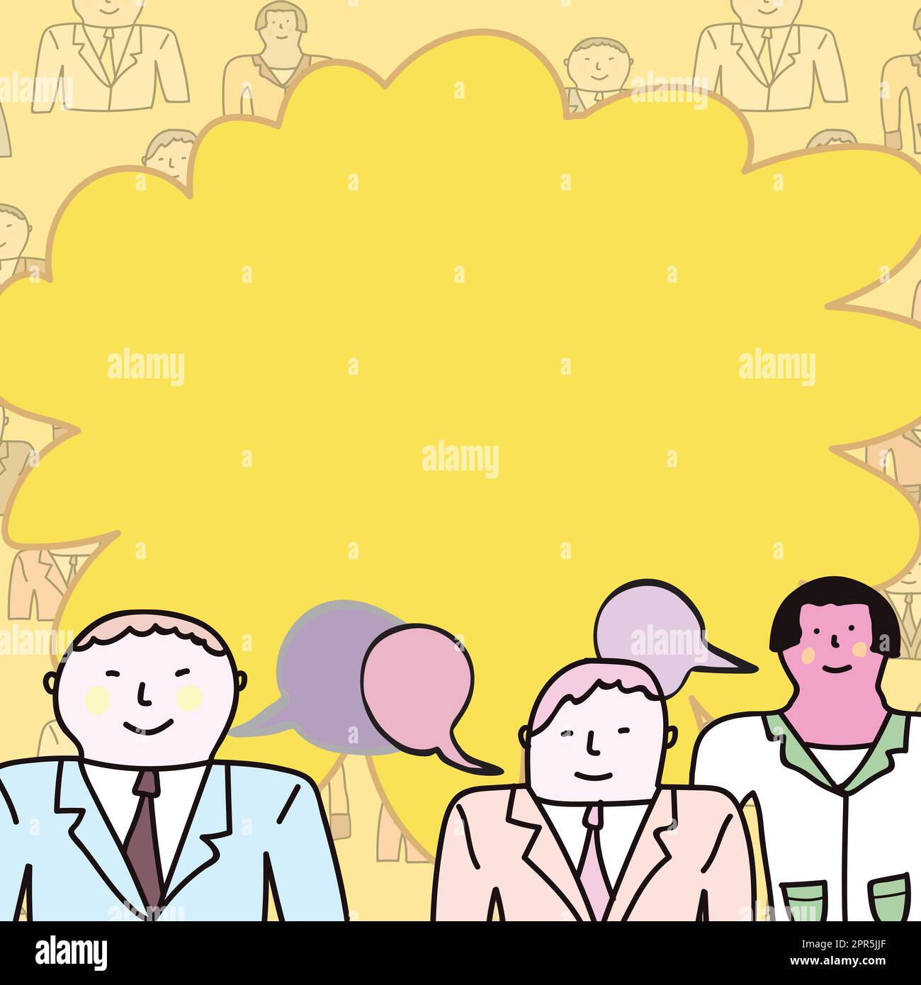 Geschäftsleute Kommunizieren Und Brainstorming Zu Meetings Durchführen. Drei Kollegen Diskutieren Über Wichtige Neuigkeiten. Führungskraft, Die Ihren Kollegen Neue, Brillante Ideen Vermittelt. Stock Vektor