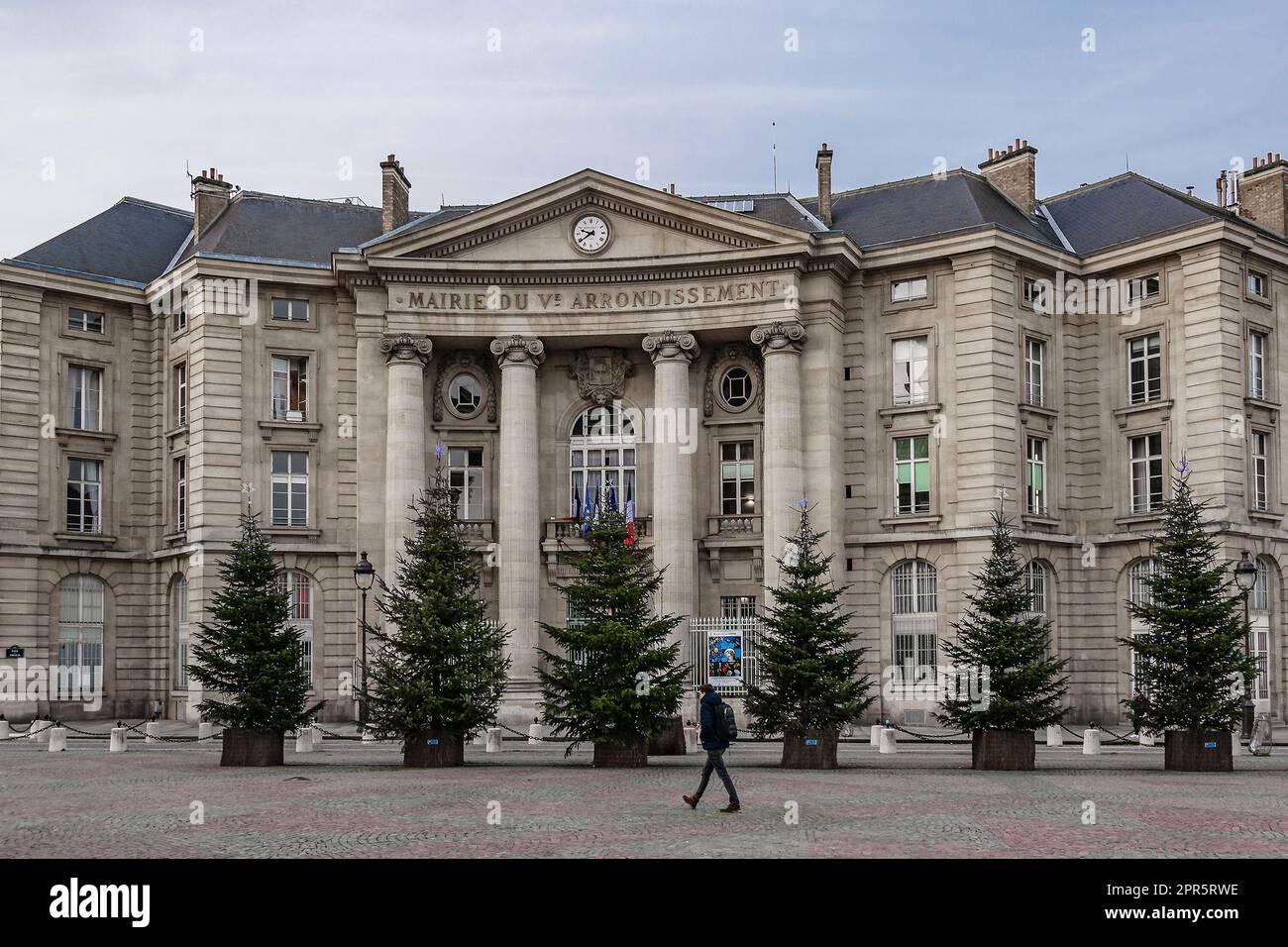 Außenansicht der Rathausgebäude des 5t. Bezirks, paris, frankreich Stockfoto