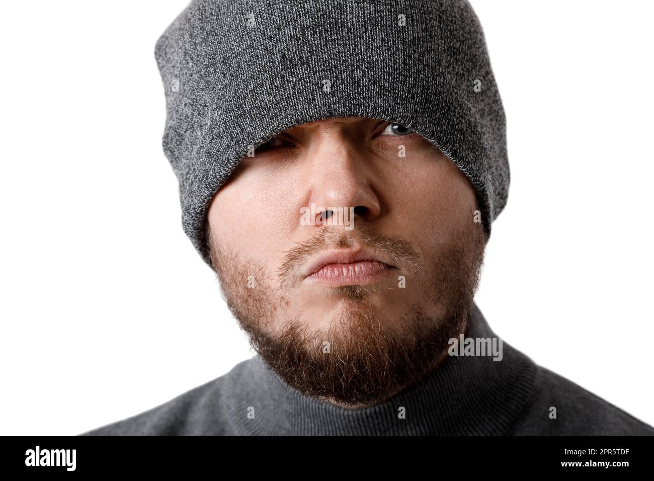 Portrait von trendigen bärtigen Kerl trägt Hut. hipster Style Stockfoto