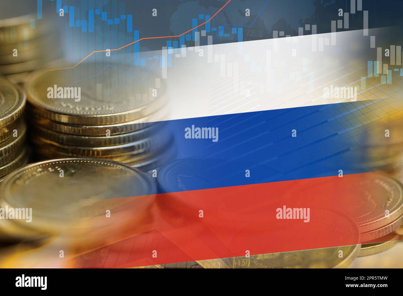Aktienmarkt Investment Trading Finanz-, Münze und Slowakei Flagge oder Forex für die Gewinnfinanzierung Geschäft Trend Daten Hintergrund analysieren. Stockfoto