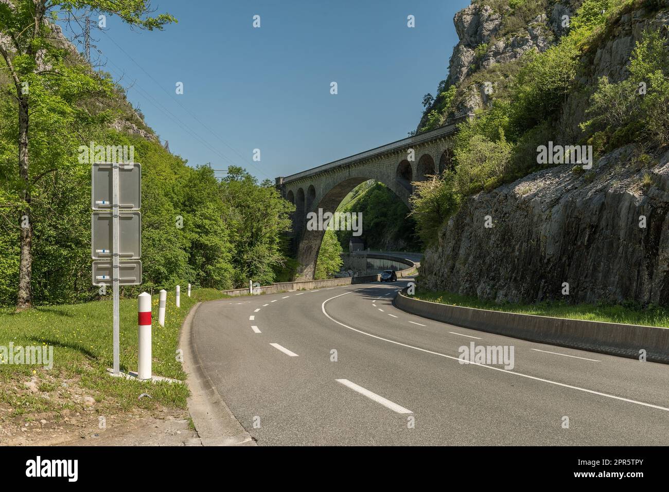 Bergstraße zum Somport Pass Pyrenees, Frankreich Stockfoto