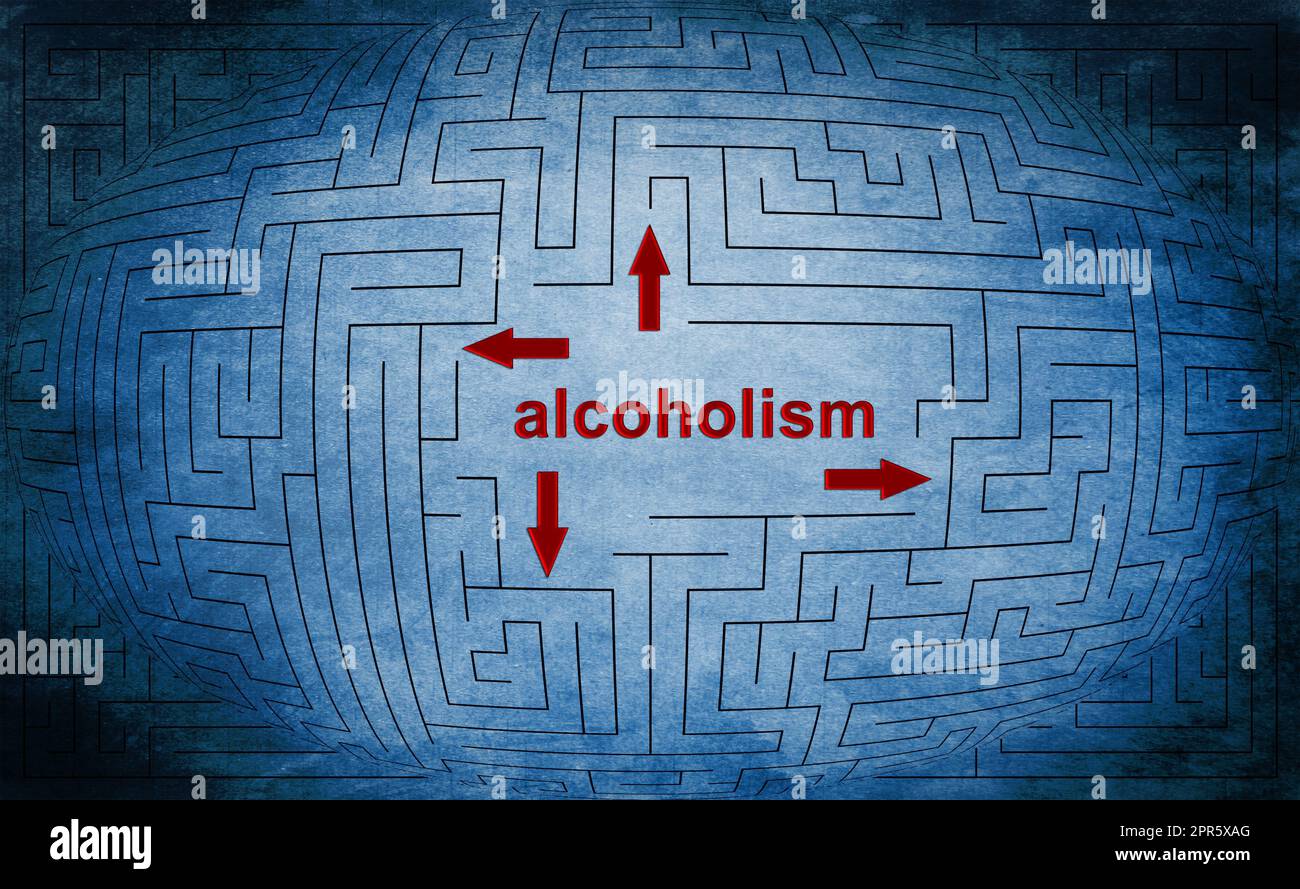 Alkoholismus-Labyrinth-Konzept Stockfoto