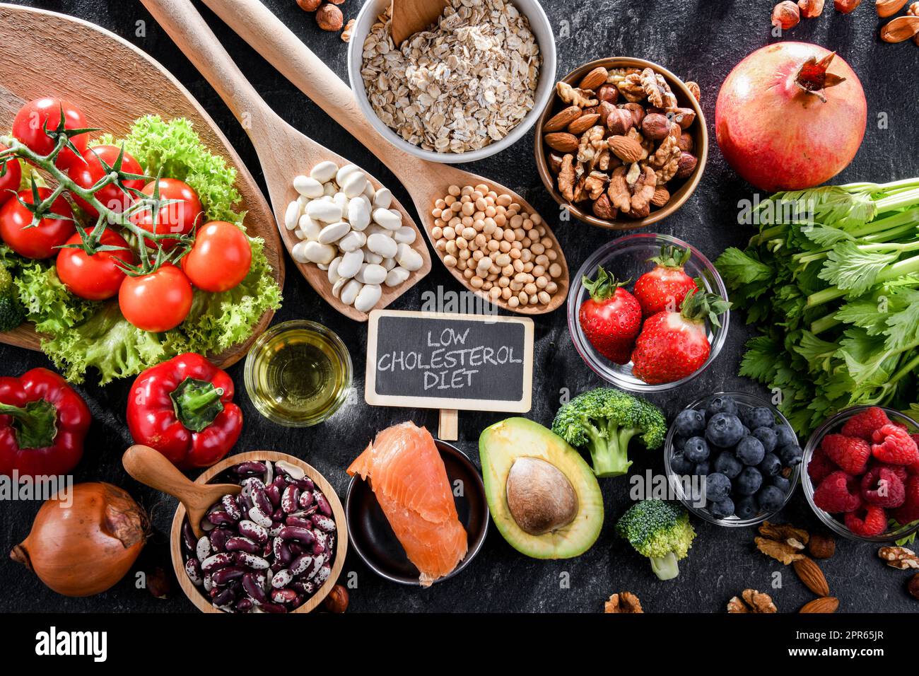 Cholesterinsenkende Nahrungsmittel Stockfoto