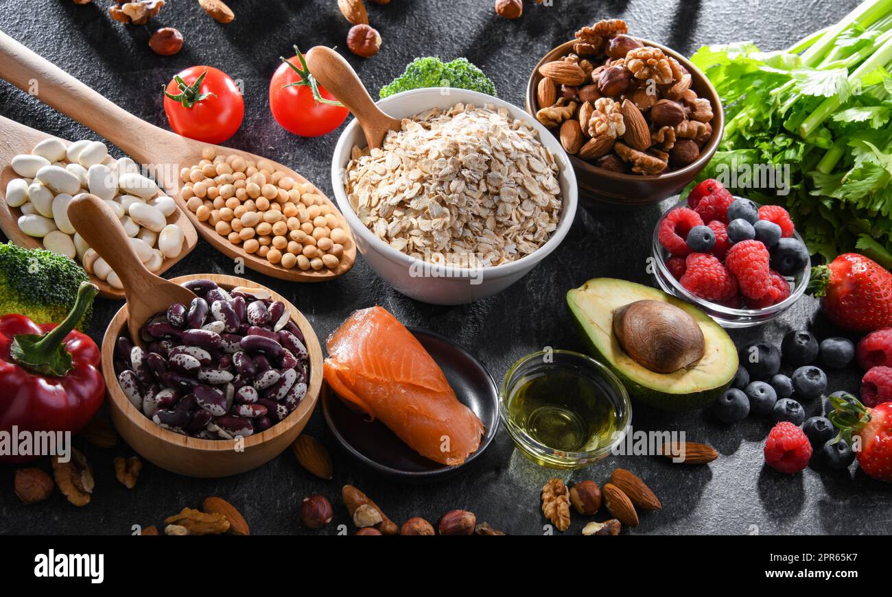 Cholesterinsenkende Nahrungsmittel Stockfoto