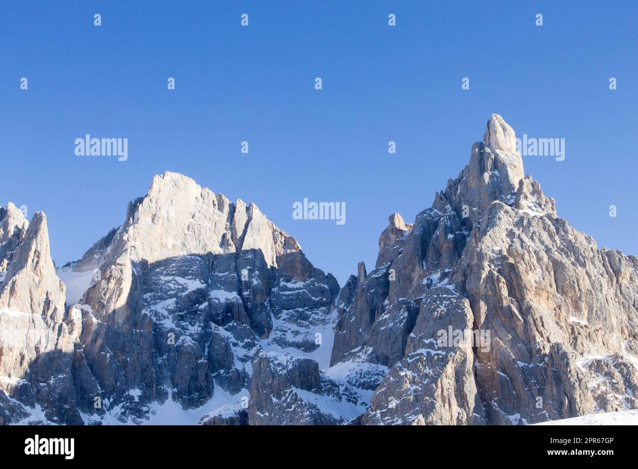 Blick auf die Dolomiten. San Martino di Castrozza, Italien Stockfoto