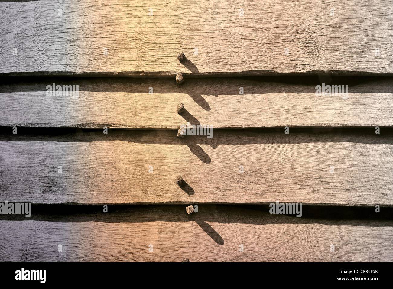 Holzoberflächen mit Brettern im Vintage-Look. Stockfoto